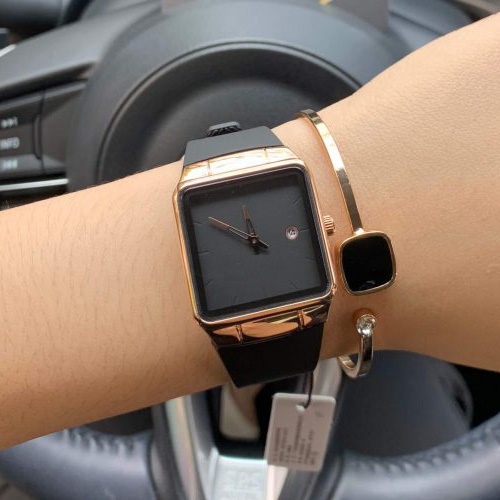 Đồng hồ thời trang nữ dây silicon mặt vuông có lịch AMT111 | BigBuy360 - bigbuy360.vn