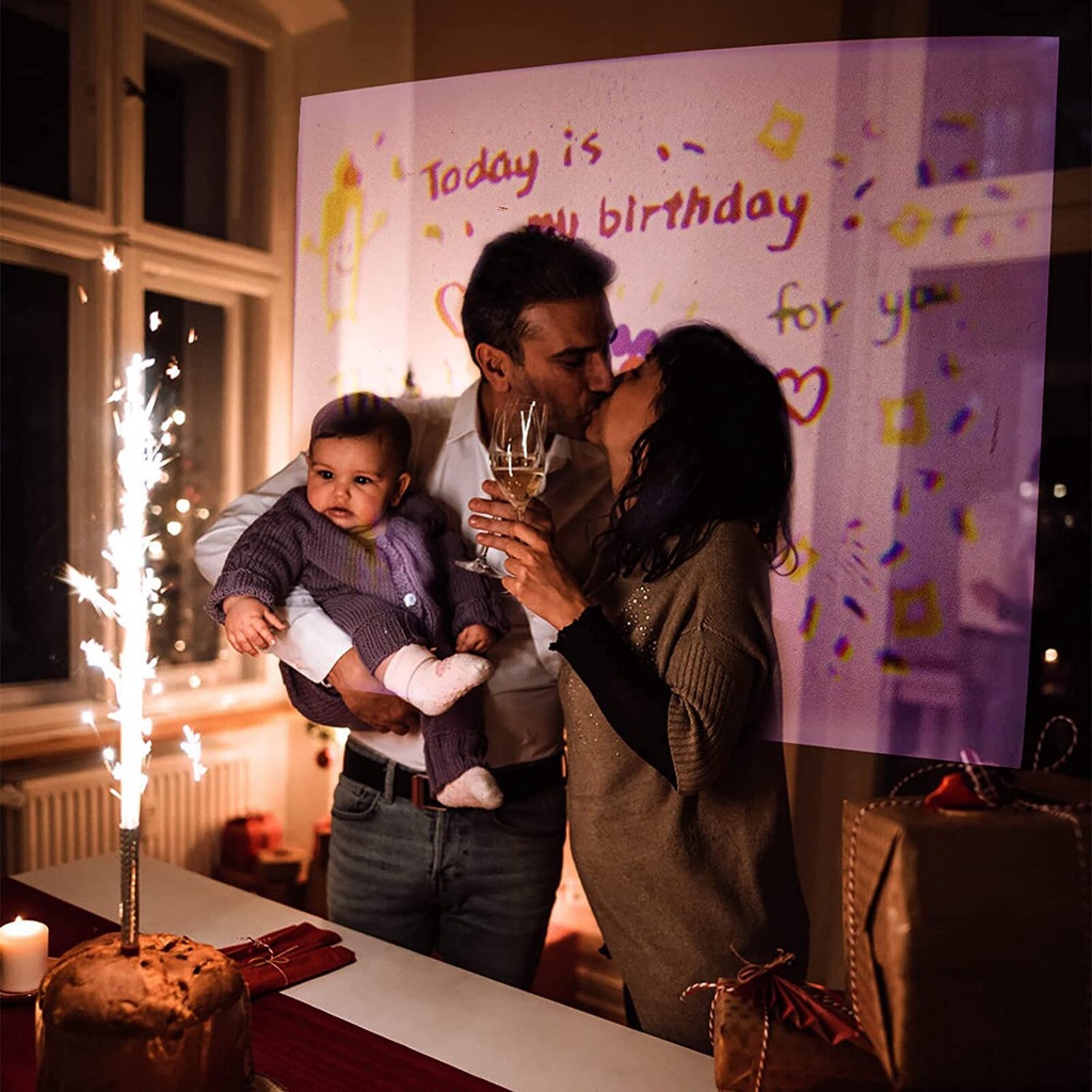 Đèn chiếu sinh nhật lãng mạn, máy chiếu phông nền sinh nhật mini trang trí decor happy birthday