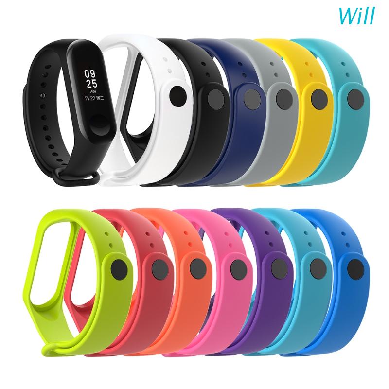 Dây đeo thay thế chất liệu silicon màu trơn cho Xiaomi Mi Band 3 4