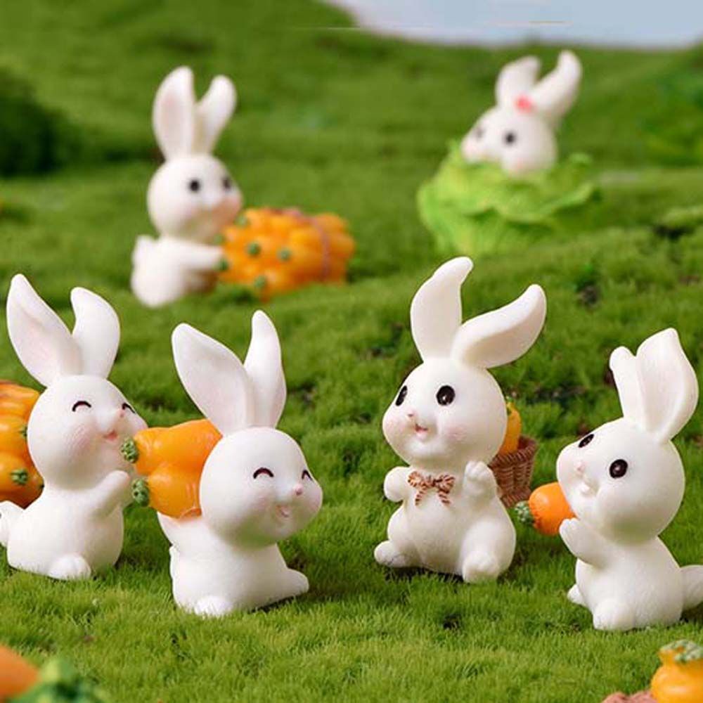 Đồ trang trí mô hình thỏ và cà rốt xinh xắn cho sân vườn