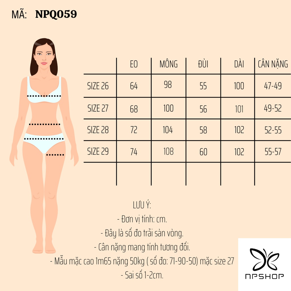 Quần jean nữ ống suông dài lưng trễ 3 màu NPQ059