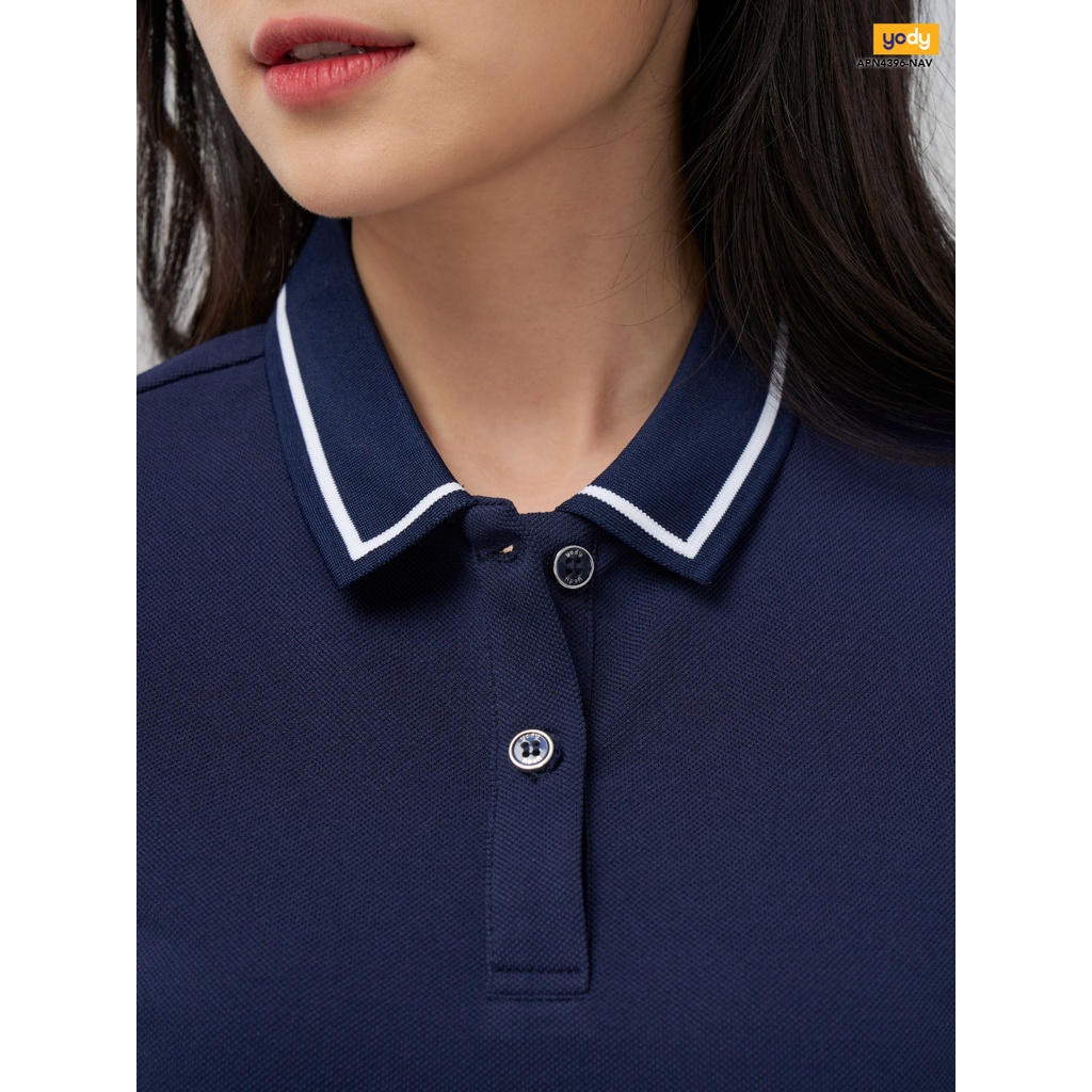 Áo polo nữ YODY chất liệu cafe phối bo thoải mái - APN4396