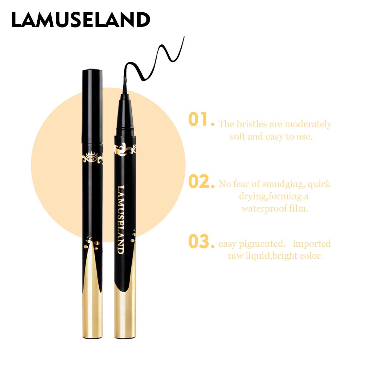 LAMUSELAND Black Long Lasting Waterproof Liquid Eyeliner 1.5g L19E03-LA4005 | BigBuy360 - bigbuy360.vn