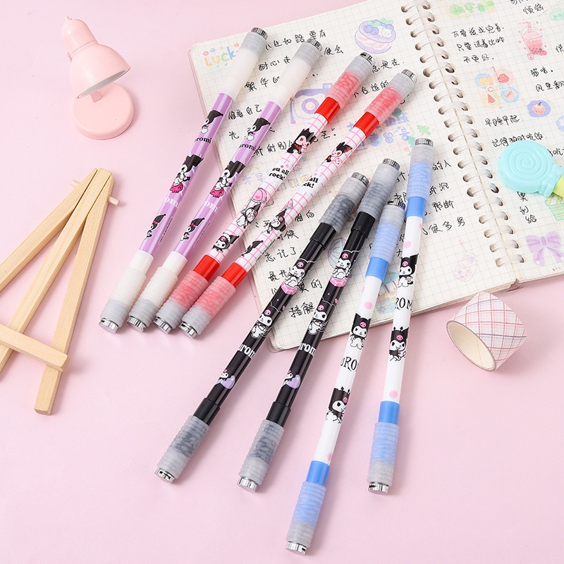 Bút Bi Xoay Dạ Quang Nhiều Màu Họa Tiết Hoạt Hình kuromi Đáng Yêu
