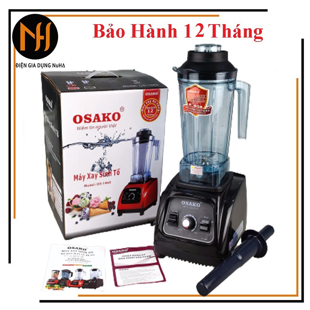 [Uy Tín] Máy xay sinh tố công nghiệp xay đá công suất lớn Osako -1860 mẫu mới, công suất 1750W, cối 2L.