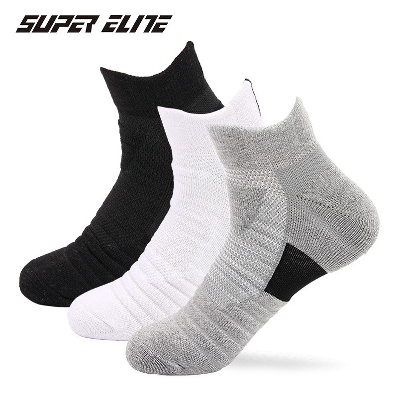 3 Pairs/Towel Bottom Boat Socks Sports Socks Sweat-absorbent Non-slip Running Socks Basketball Socks