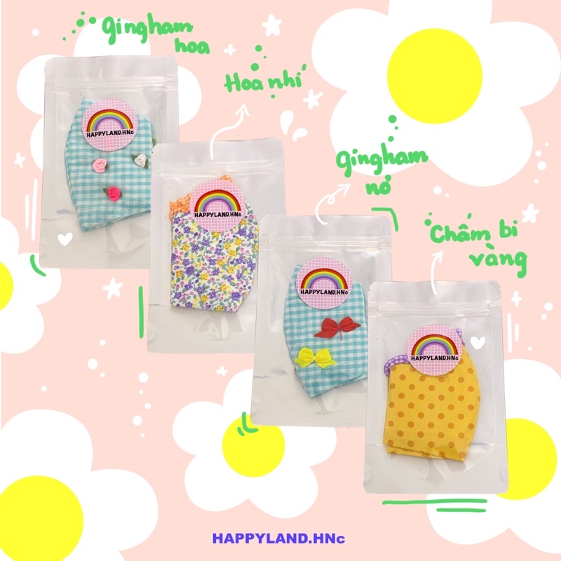 Khẩu trang vải hoạ tiết 2 lớp |Độc quyền HAPPYLAND.HNc