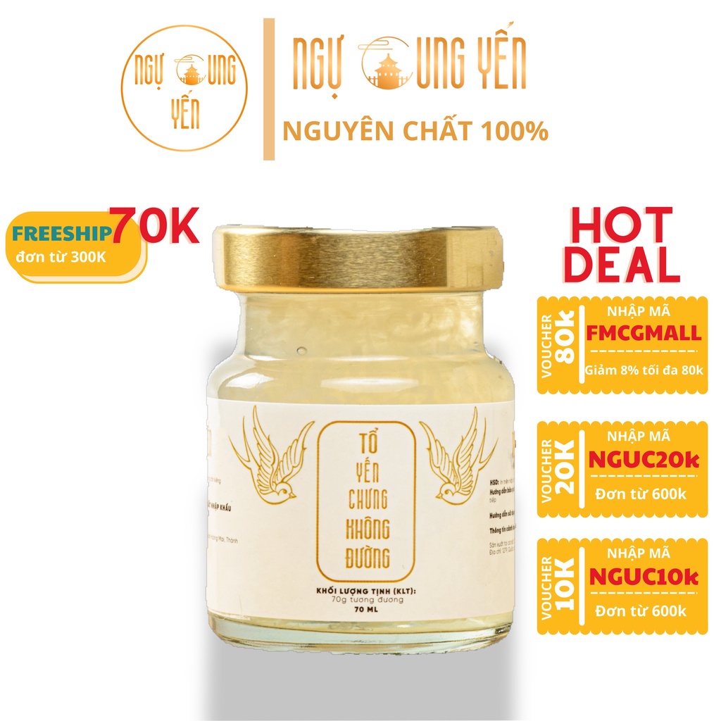 [Ngự Cung Yến] Tổ Yến Sào Chưng Sẵn Nguyên Chất Ngự Cung Yến - hộp 70ml - Hộp giấy