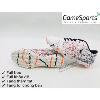 Giầy đá bóng Mira Mr203 trắng chính hãng ( giầy bóng đá Mr 203 cổ thấp đế TF ( giầy thể thao )