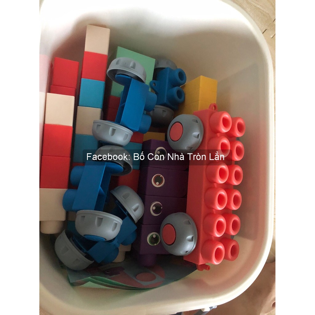 LEGO DẺO KÍCH THƯỚC SIÊU TO CHO BÉ - thùng nhựa đựng 50 miếng hộp nhựa - BỘ XẾP HÌNH DẺO - Chất liệu SILICON ABS an toàn