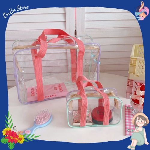 Túi nhựa PVC trong xách tay chống nước đựng đồ du lịch, đựng đồ make up, đồ cho bé, văn phòng, tập gym thể thao OnBe