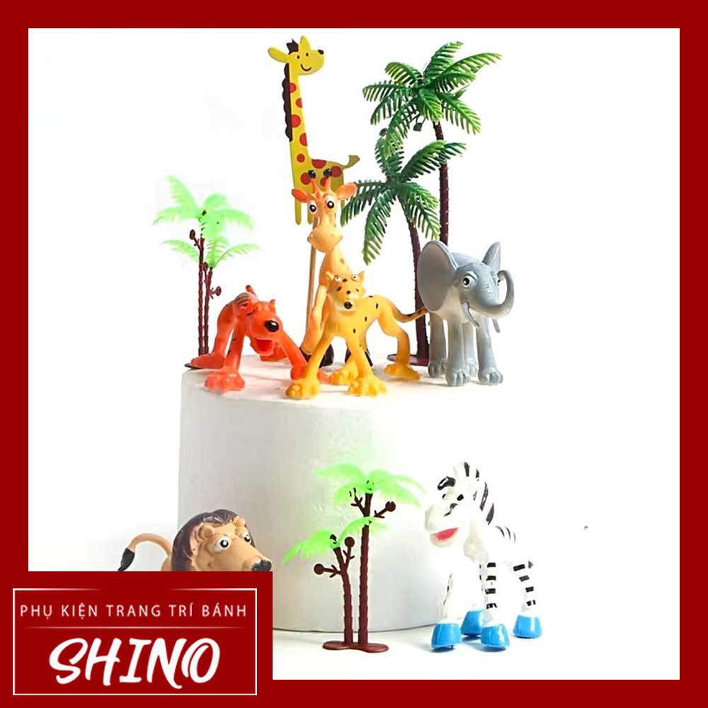 Set đồ chơi động vật hoang dã trang trí bánh