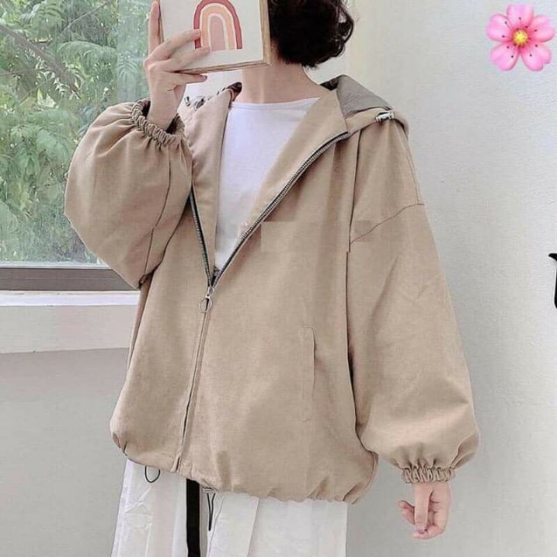 [SIÊU HOT] Áo Khoác RoundLock Tay Bồng Nữ  Jacket Kaki Mềm Khóa Tròn Form Rộng Về 3 màu cho các nàng chọn nha