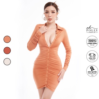 Oh Polly - Đầm nữ ôm body sexy, thiết kế cao cấp cổ sơ mi