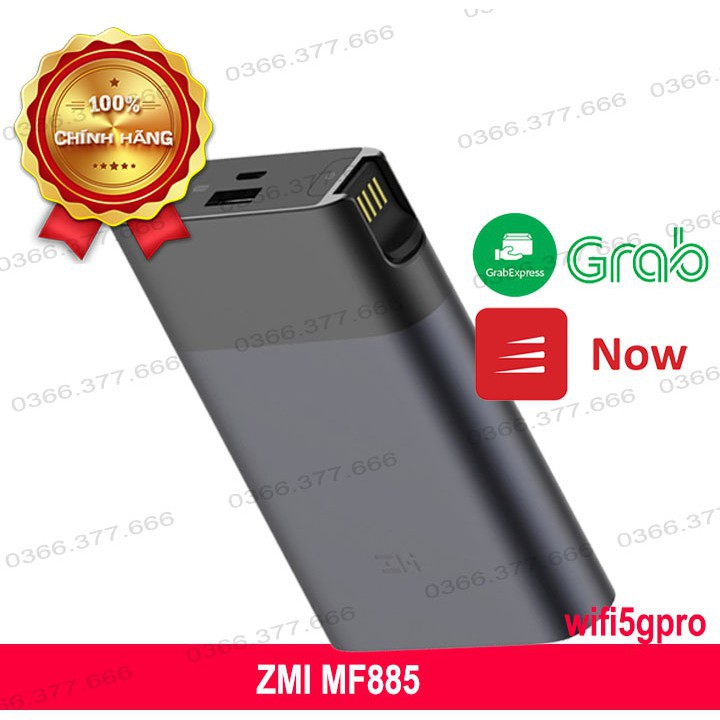 ▤✢ZMI MF885 phát wifi từ sim 3G/4G kiêm sạc dự phòng 10000mAh