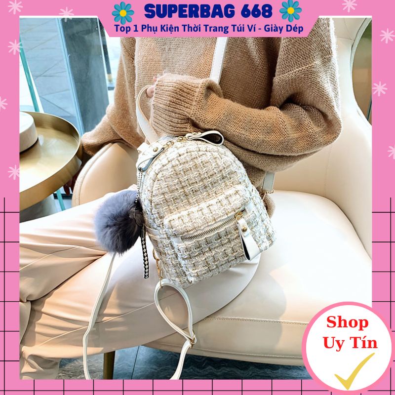 Balo Nữ Đẹp, Balo Kẻ Dạ Mềm Siêu Xinh Phong Cách Hàn Quốc SPB 105
