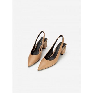 Vascara GIÀY SLINGBACK BÍT MŨI NHỌN GÓT TRỤ CUT-OUT - BMN 0531 - MÀU BE