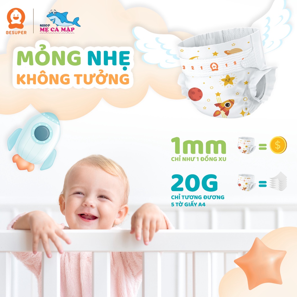 Tã/Bỉm Besuper Dán/Quần Organic Chuẩn Châu Âu Cao Cấp Cho Bé S56/M48/L46/XL44/XXL42/XXXL40