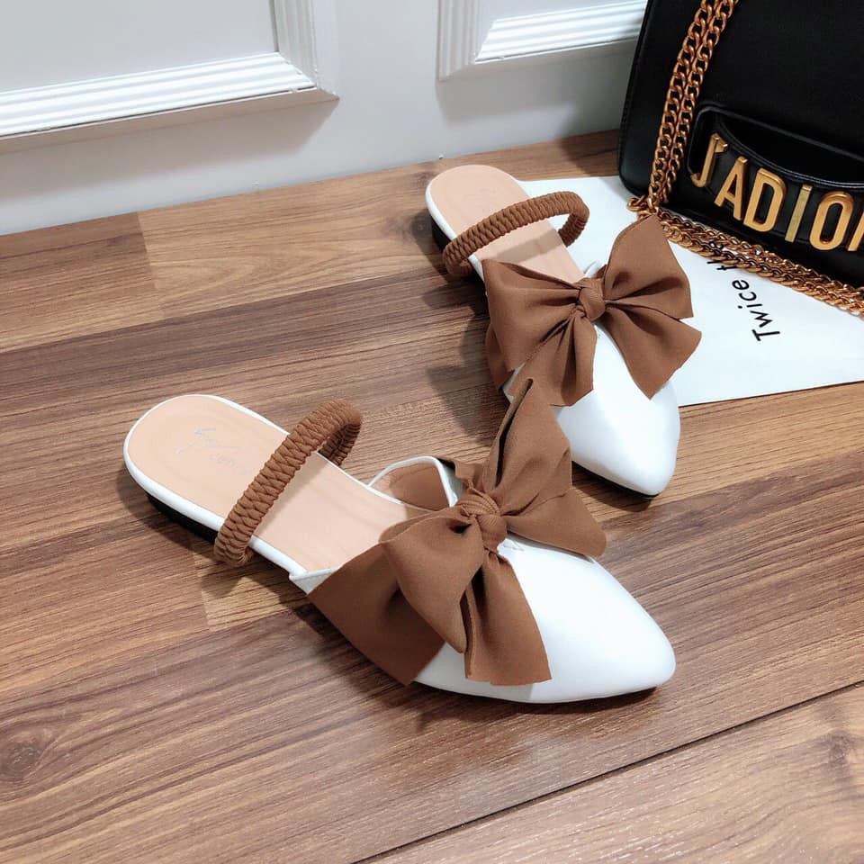 Giày sandal sục đính nơ