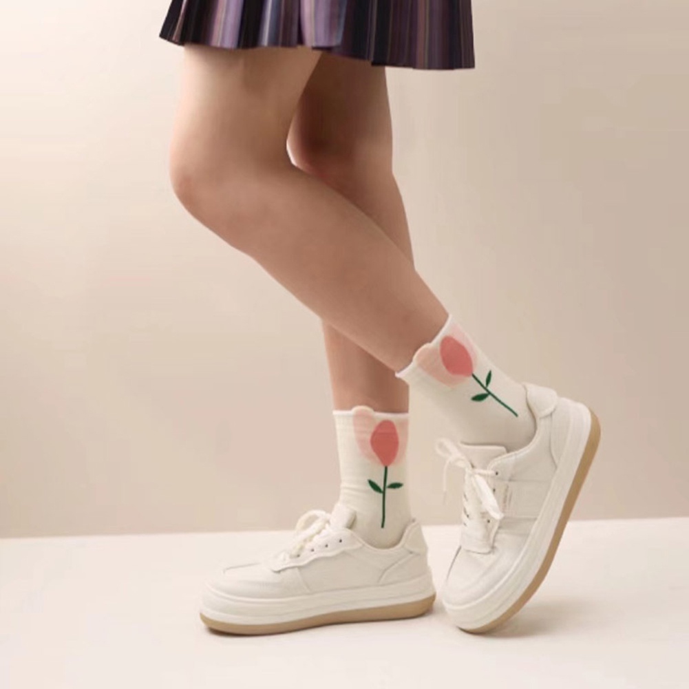 1 Đôi Tất Cotton In Hoa Xinh Xắn