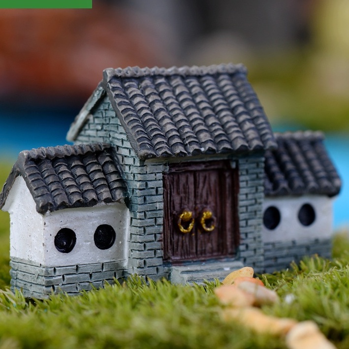 Cổng nhà xưa trang trí mô hình, tiểu cảnh, sen đá, terrarium