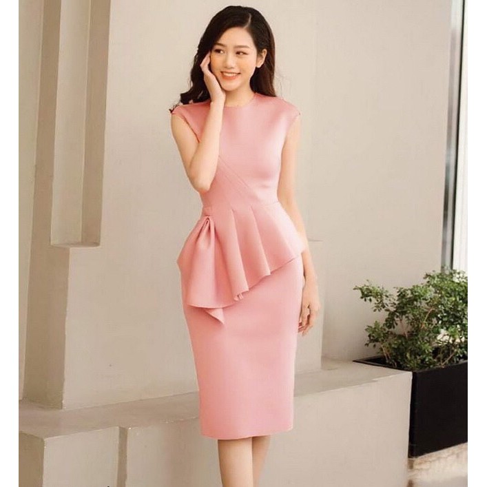 Đầm peplum xếp li eo