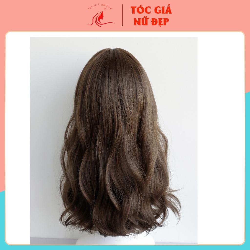 Tóc giả nữ nguyên đầu xoăn dợn tự nhiên lửng, 48cm , tặng kèm lướ trùm, mã C4283