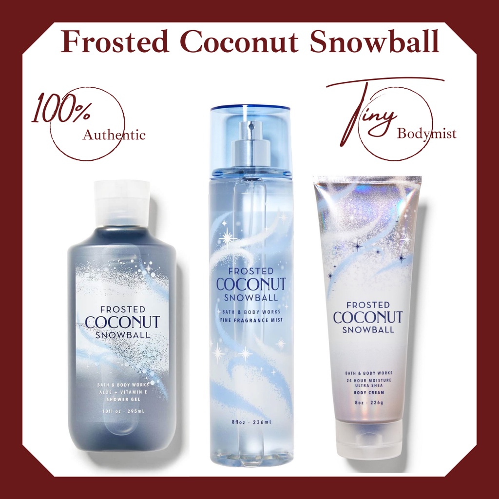 Bộ sản phẩm xịt thơm toàn thân bodymist Bath &amp; Body Works: Frosted Coconut Snowball 36ml- 236ml
