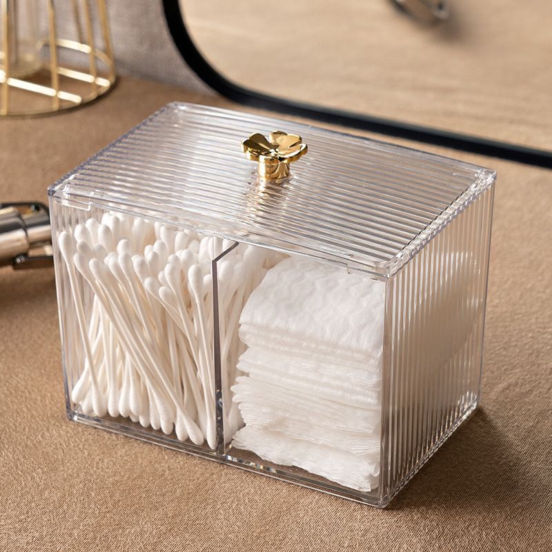 Hộp Đựng Tăm Bông / Bông Tẩy Trang Bằng Acrylic Chống Bụi Để Bàn Tiện Lợi