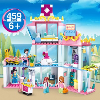 Đồ chơi lắp ráp lego mô hình bệnh viện màu hồng 5 nhân vật Sluban B0799 với 459 chi tiết