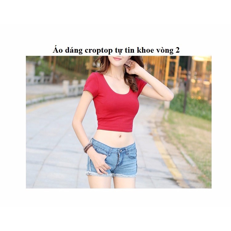 M15204 Áo thun nữ croptop ngắn tay chất cotton mềm mại cao cấp hàng nhập