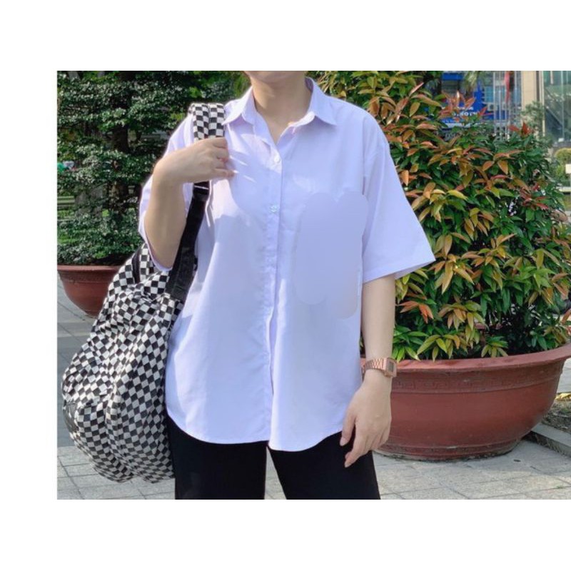 Áo sơmi trắng fom nữ ko túi