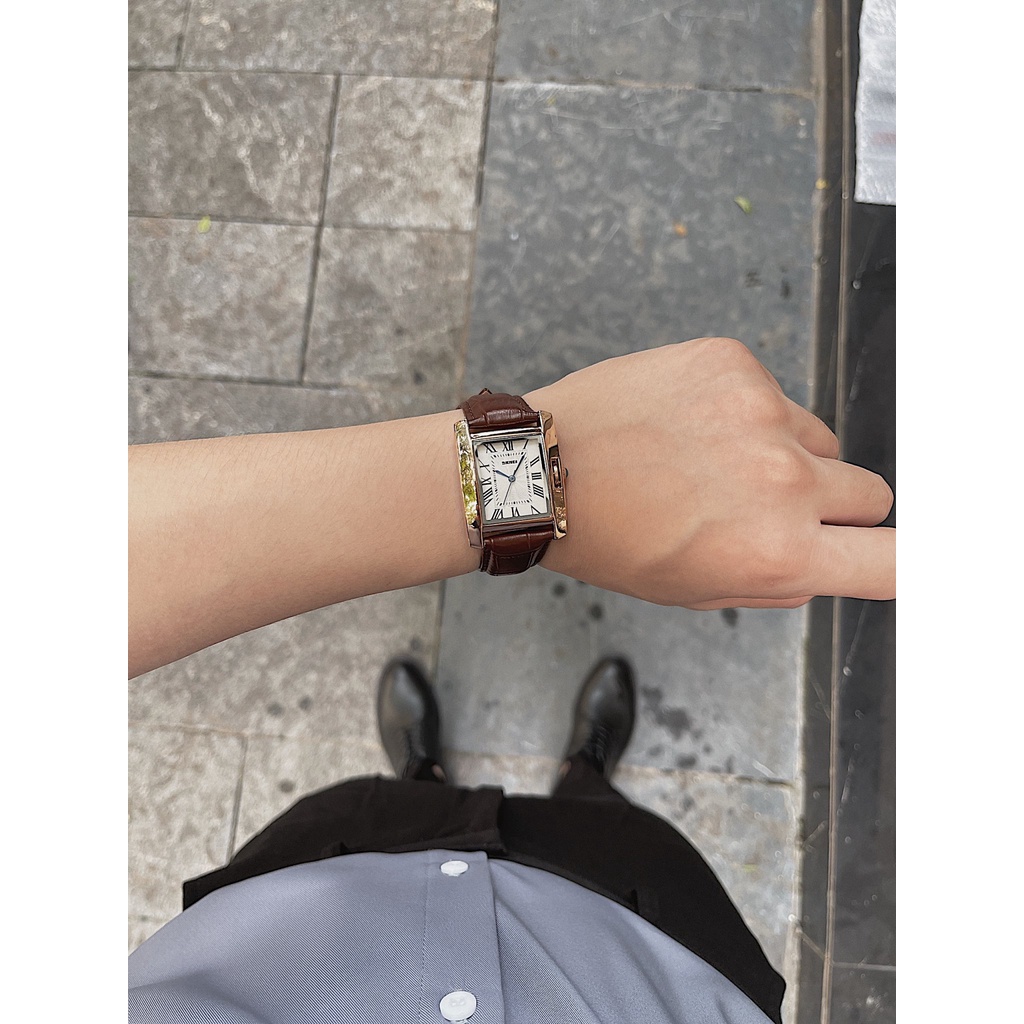 Đồng hồ nam mặt nhỏ cao cấp Chính hãng SKMEI doanh nhân công sở mặt vuông chữ nhật dây da bảo hành chính hãng