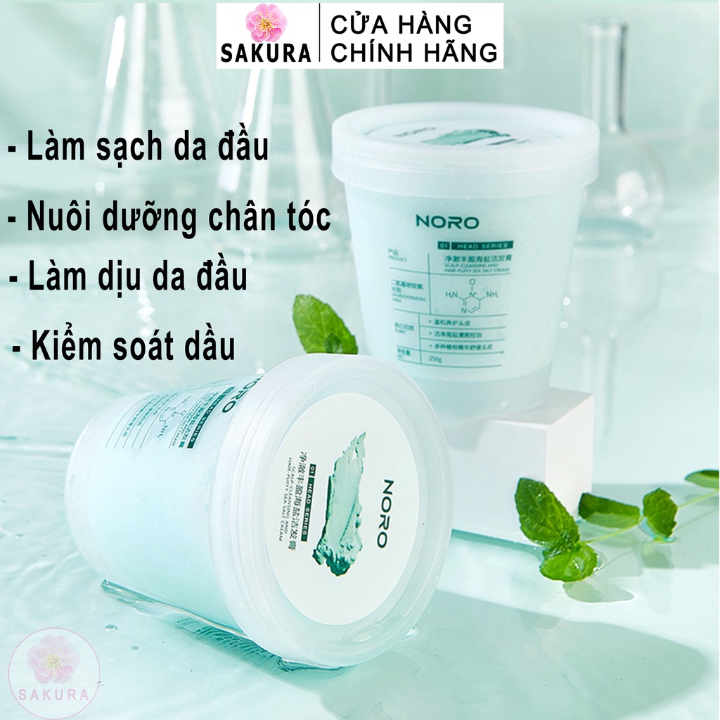 Tẩy tế bào chết da đầu NORO muối biển làm sạch gàu kiểm soát dầu nhờn giảm bết tóc tại nhà Sakura H6