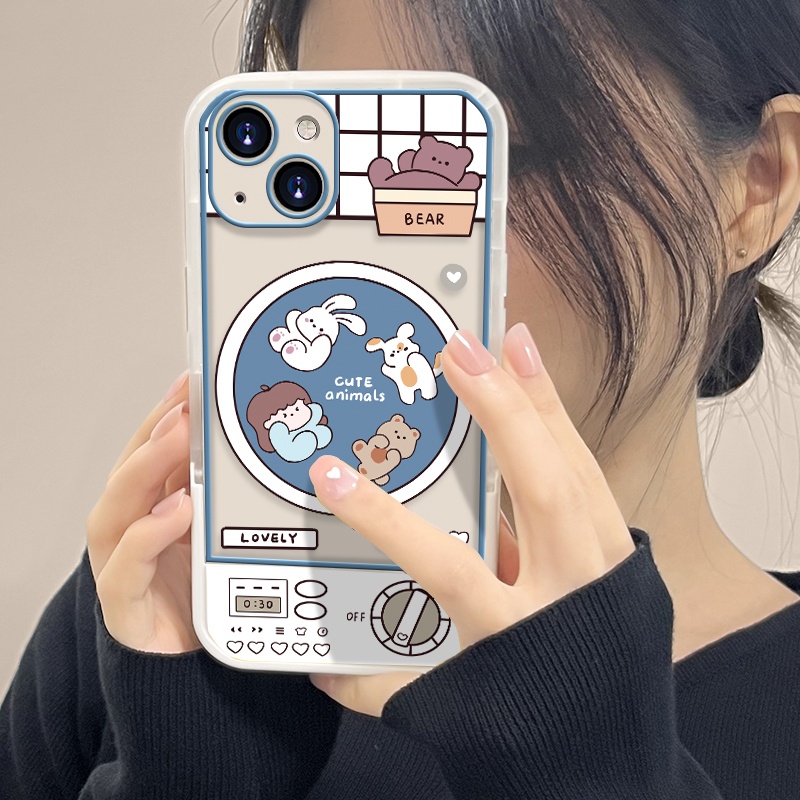 Ốp Điện Thoại Hình Máy Giặt Động Vật Hoạt Hình Cho IPhone 13 Pro 7 8 Plus X XR XS Max 11 12 Pro Max 6S SE 2020