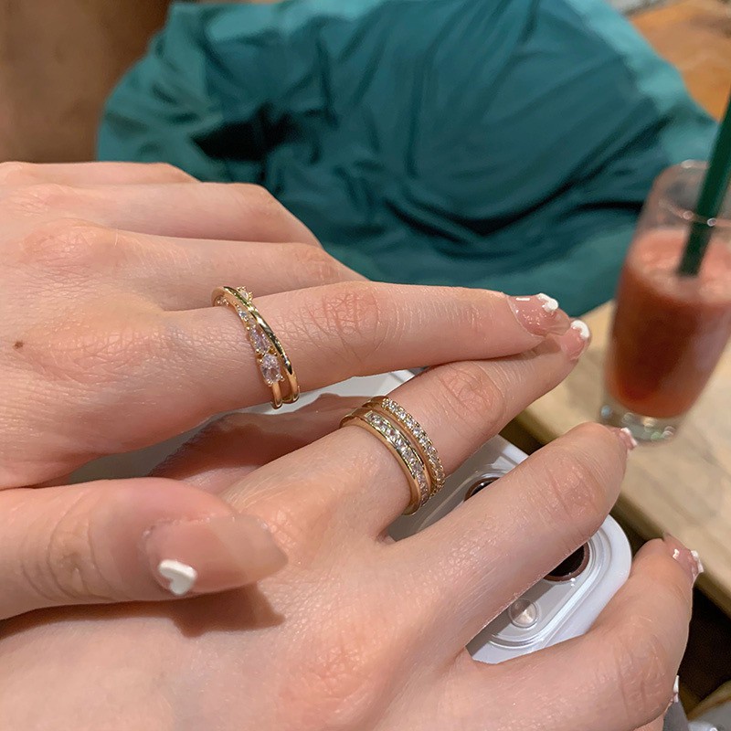 Nhẫn hở đeo ngón trỏ đính đá zircon sang trọng phong cách thời trang Hàn Quốc dành cho nữ