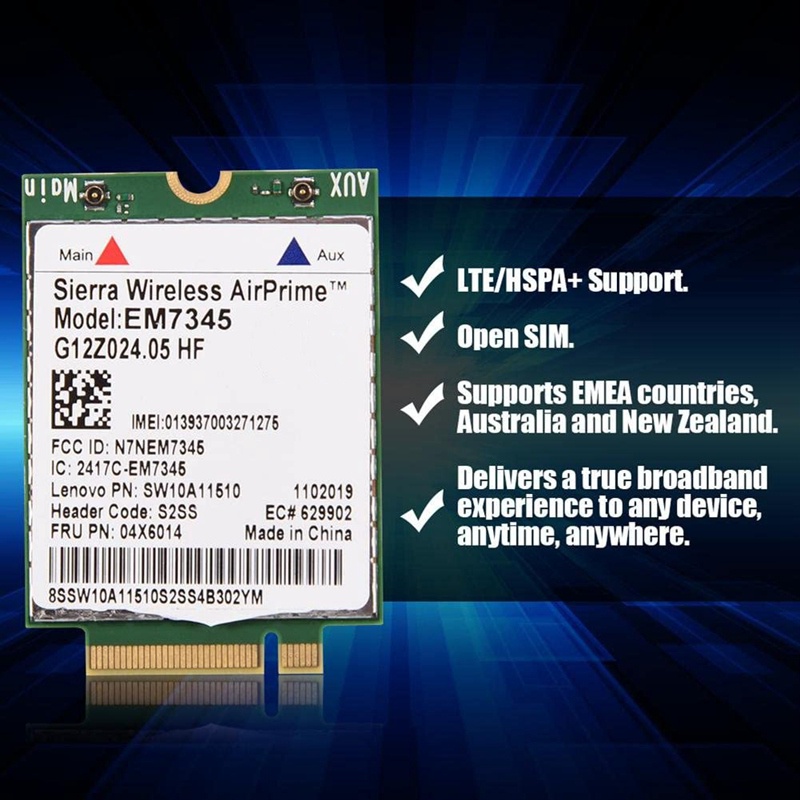 Mô Đun Thẻ Mạng EM7345 4G LTE WWAN Chuyên Dụng Cho Thinkpad X250 X1C W550 T450 X240 T440