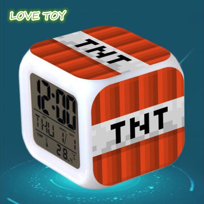 Đồng hồ báo thức kiểu dáng họa tiết Minecraft TNT