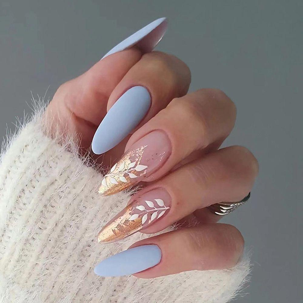 Bộ 24 Móng Tay Giả Dạng Nhấn Che Phủ Toàn Diện Họa Tiết Hoa Kiểu Pháp