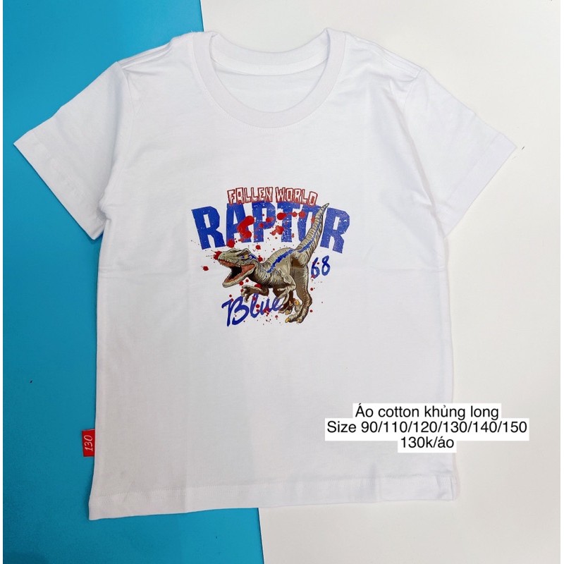 Áo thun áo phông cotton cộc tay bé trai spiderman khủng long