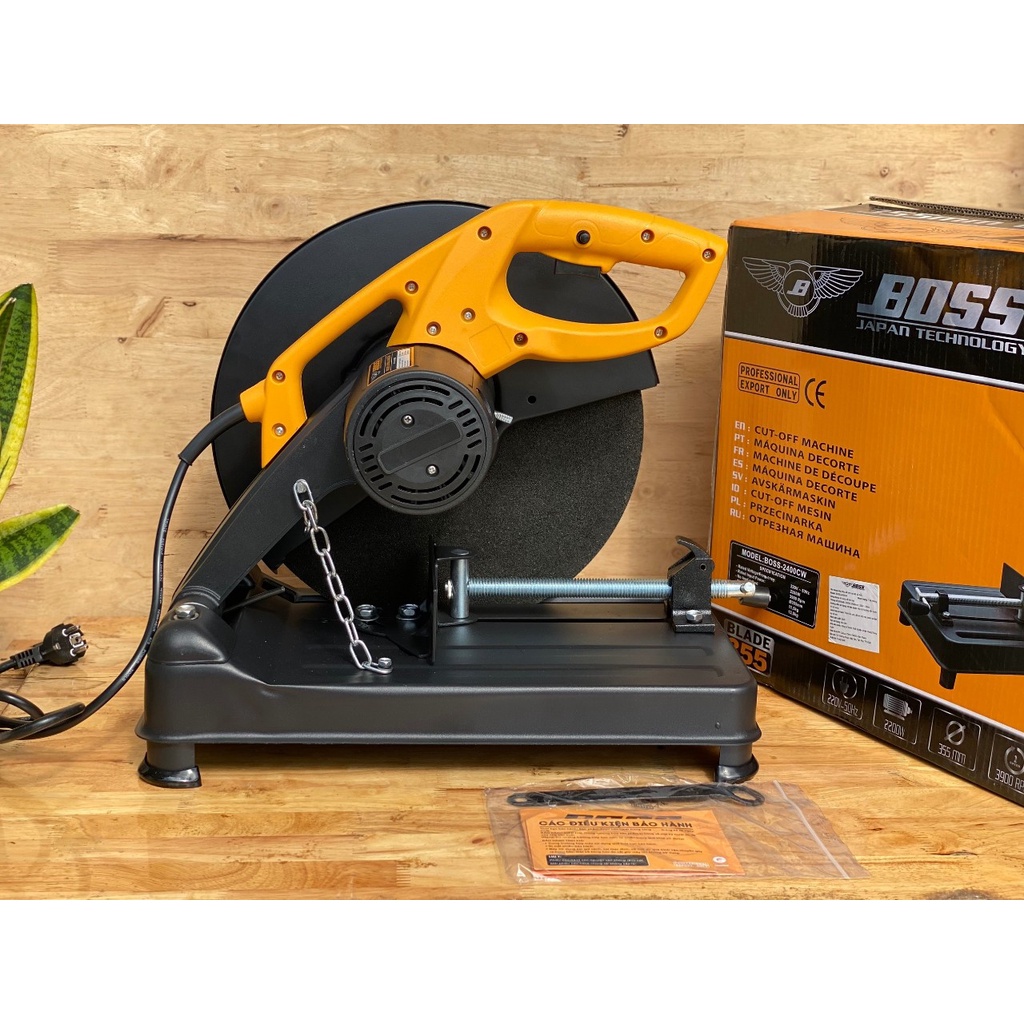 MÁY CẮT SẮT BÀN BOSS 355MM 2400CW  CHÍNH HÃNG TẶNG ĐÁ CẮT BH 6 THÁNG