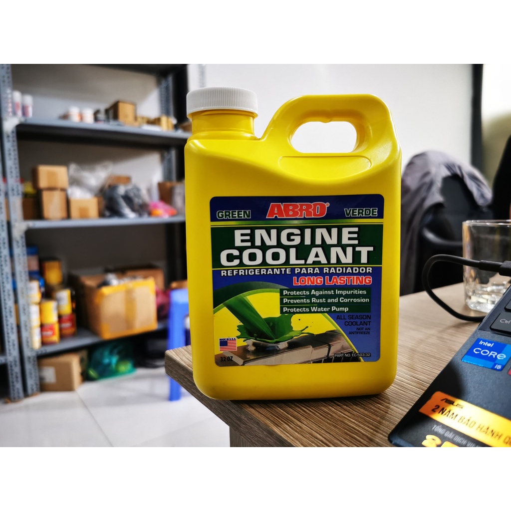 Nước Làm Mát Động Cơ Ô Tô và Xe Máy ABRO ENGINE COOLANT Xanh 946ml