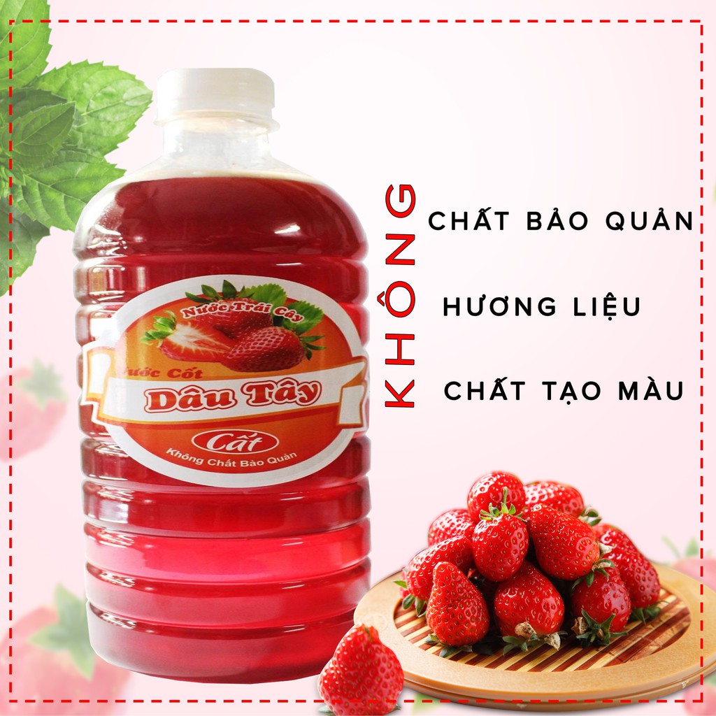 Nước cốt dâu tây 1000ml- không chất bảo quản, không hương liệu