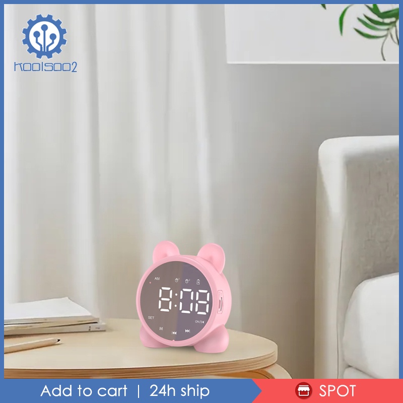 Bluetooth Speaker Alarm Clock USB Charging Handsfree Call for Bedroom  White