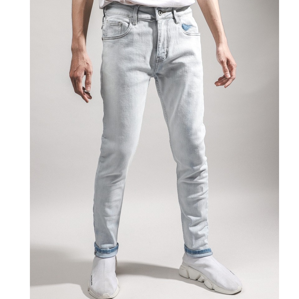 |Hẻm Store| Quần jean nam SATOSHI SAQJ29 màu xanh nhạt trơn, chất liệu slimfit co giãn form dày dặn | BigBuy360 - bigbuy360.vn
