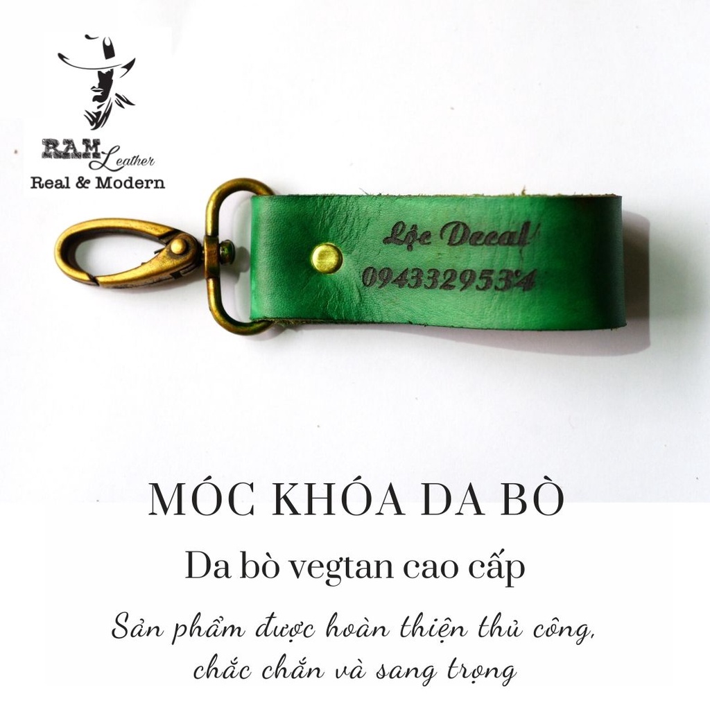 Móc Khóa RAM Leather Da Bò Italia Vegtan Khắc Tên Theo Yêu Cầu