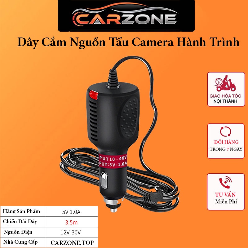 Dây Nguồn Camera Hành Trình, Cắm Tẩu Mini USB Cho Ô Tô Nguồn 12v-24v CARZONE.TOP
