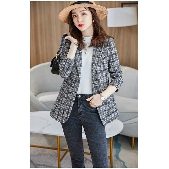 Hàng qc - Áo khoác dạ vest kẻ caro dáng ngắn cao cấp - DT145