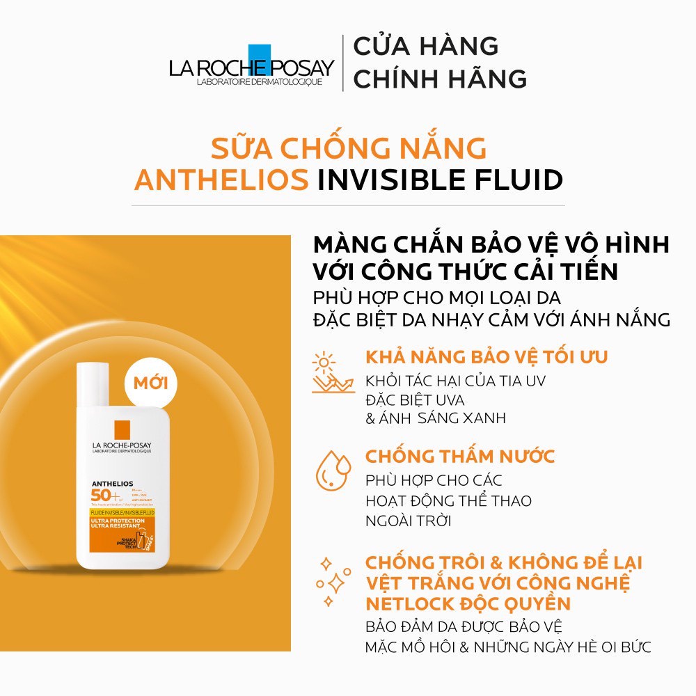 Kem chống nắng la roche posay Roche-Posay Anthelios Invisible Fluid SPF 50+ 50ml