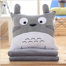 Bộ chăn gối văn phòng 3in1-Totoro xám đa năng